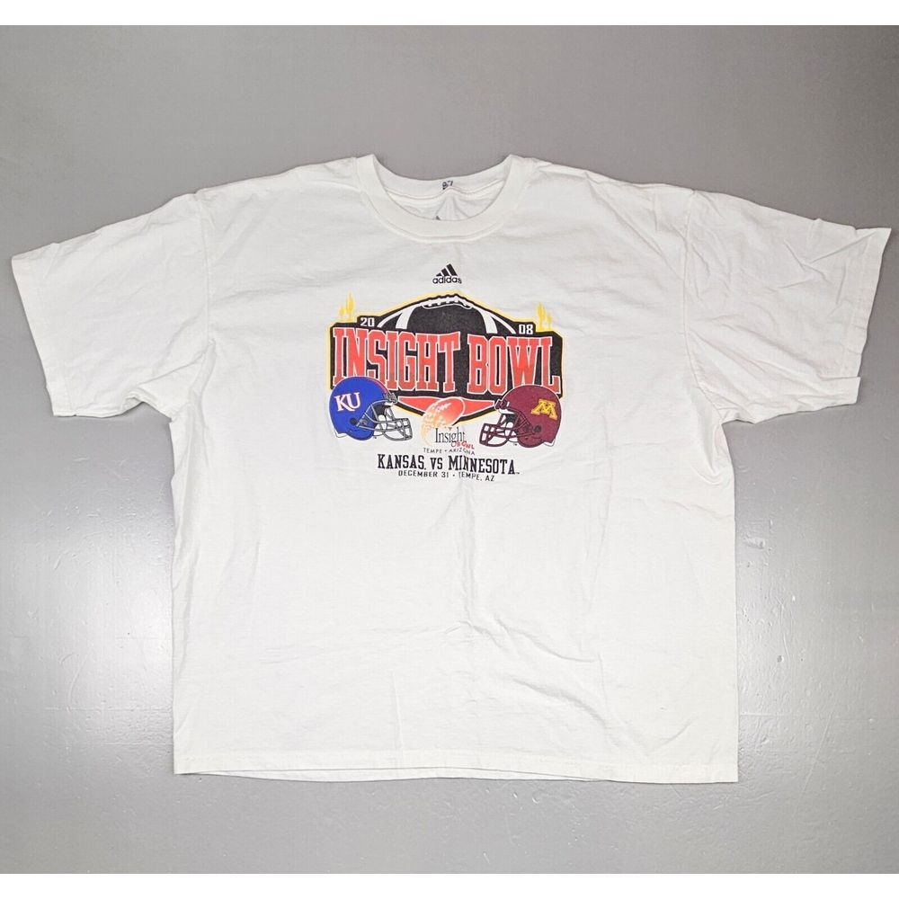 Adidas Kansas Jayhawks T-shirt 2XL. 2008 Insight Bowl Champions vs Minnesota